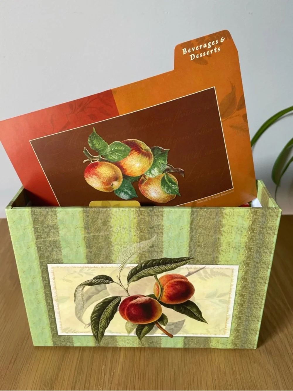 Decorative Peach Fruit Motif Recipe Keepsake Box with Recipe Cards - Picture 10 of 13